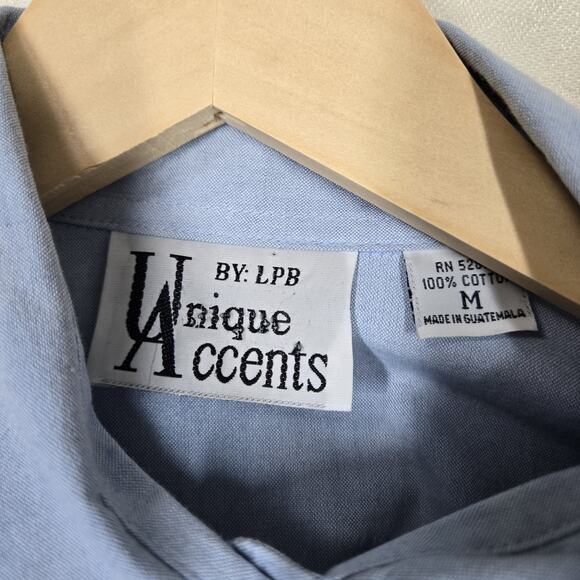 VTG Unique Accents Embroidered Shirt sz M* Blue Button Front Boho Cowgirl - Picture 11 of 15